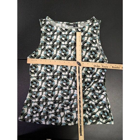 Tahari Geometric Print Sleeveless Blouse Women's L - Picture 4 of 5